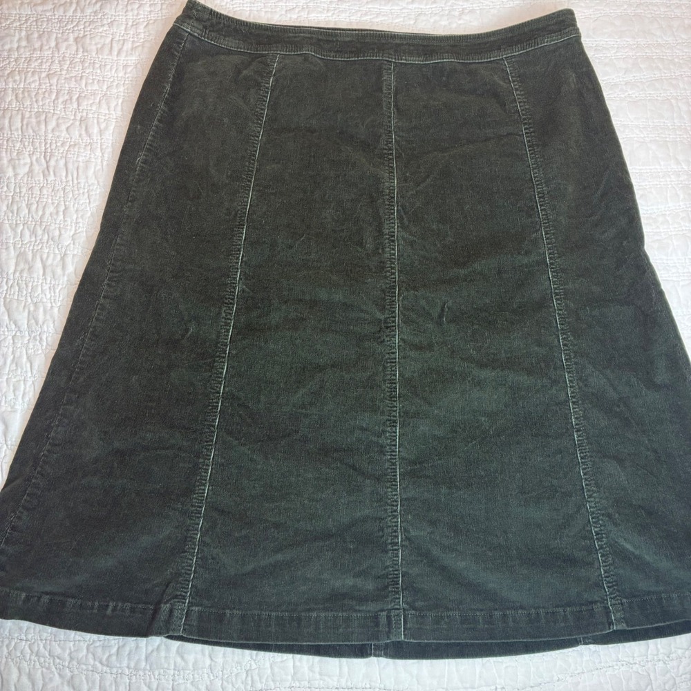 Croft & Barrow Corduroy Skirt Womens 18 Green Stretch A-Line Midi Modest Classic